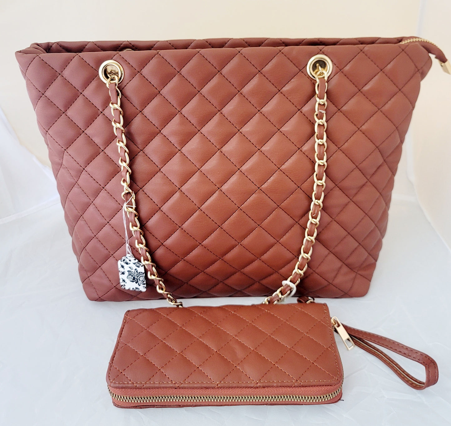 2 Piece Quilted Chain Shopper