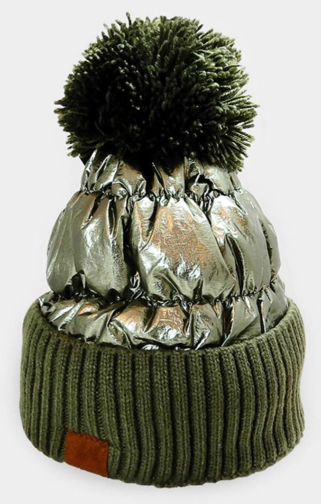 Pom Pom Fleece Knit Beanie Hat