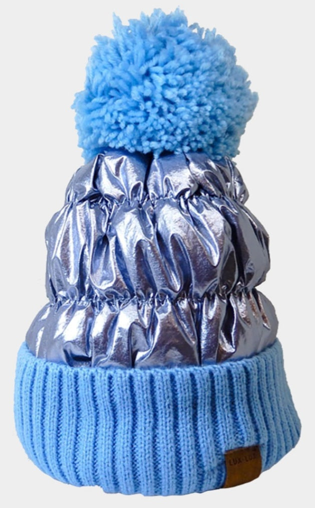 Pom Pom Fleece Knit Beanie Hat