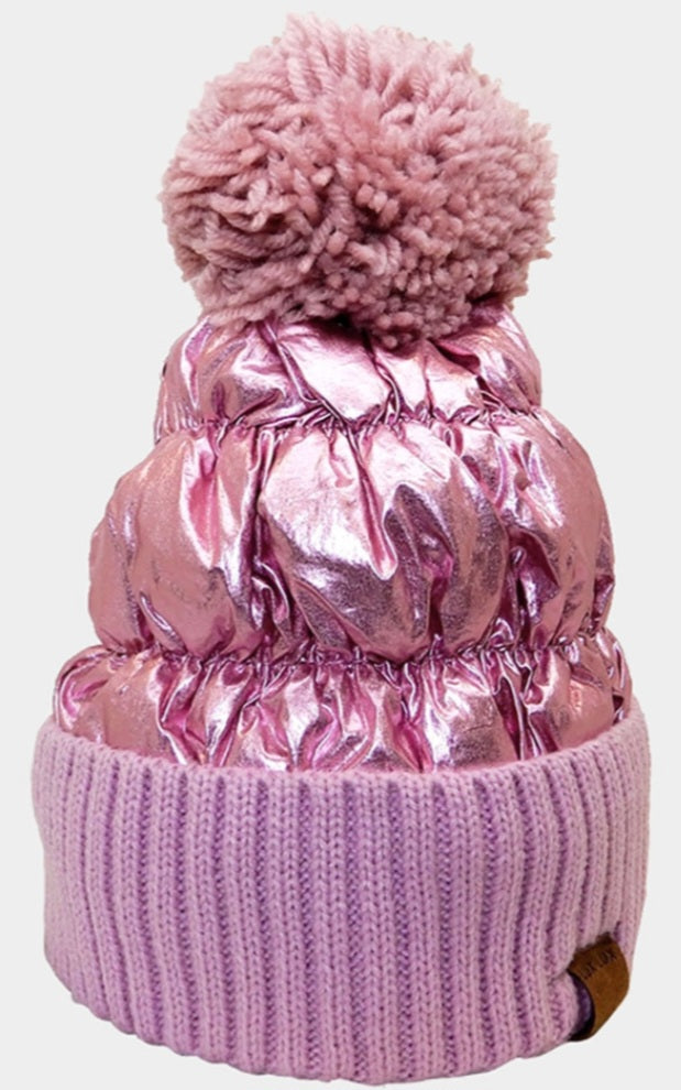 Pom Pom Fleece Knit Beanie Hat