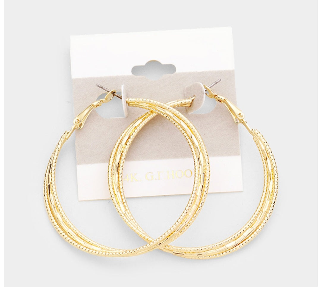 14k Gold Filled Tri Hoops