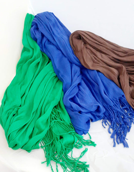 Solid Crinkle Tassel Scarf/Wrap