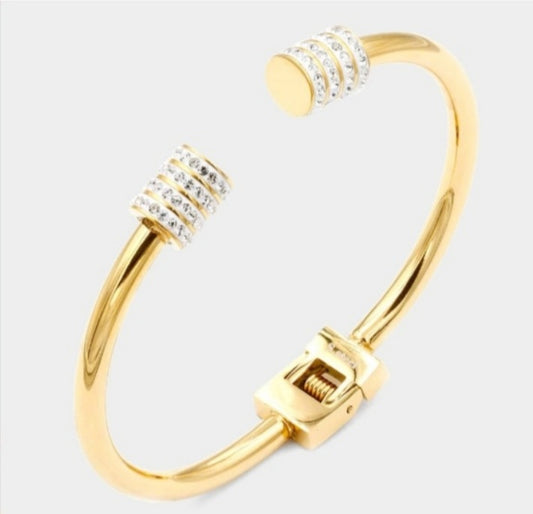 Gold Rhinestone Evening Bracelet