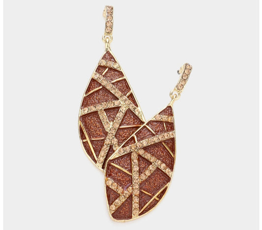 Metal Leaf Drop Earrings